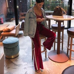 SLNGHR Green Velvet Track Pants Sz S